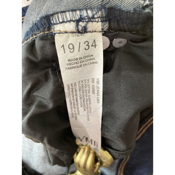 *New YMI Curvy Fit High Rise Skinny Leg Jeans Plus 19/34 Distressed Dark Wash - Picture 8 of 8